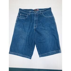 Sz 42 Risk Jorts Denim Shorts 14” Rise 14” Inseam Cotton Dark Wash Blue EUC